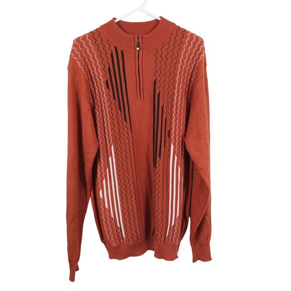 Miko Men's Size Large Rust Orange Pullover 1/4 Zip Acrylic Blend Sweater - Picture 1 of 9